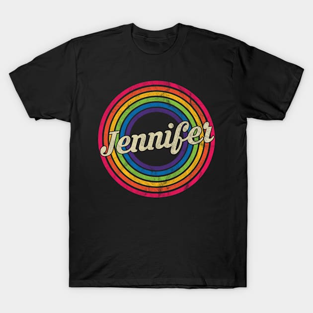 Jennifer - Retro Rainbow Faded-Style T-Shirt by MaydenArt